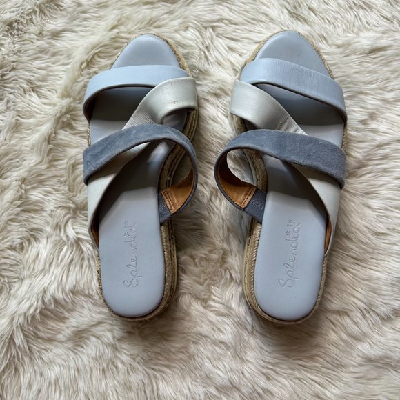 Splendid Fara French Blue Leather/Suede Espadrille Sandals Women's 8M - Picture 6 of 8
